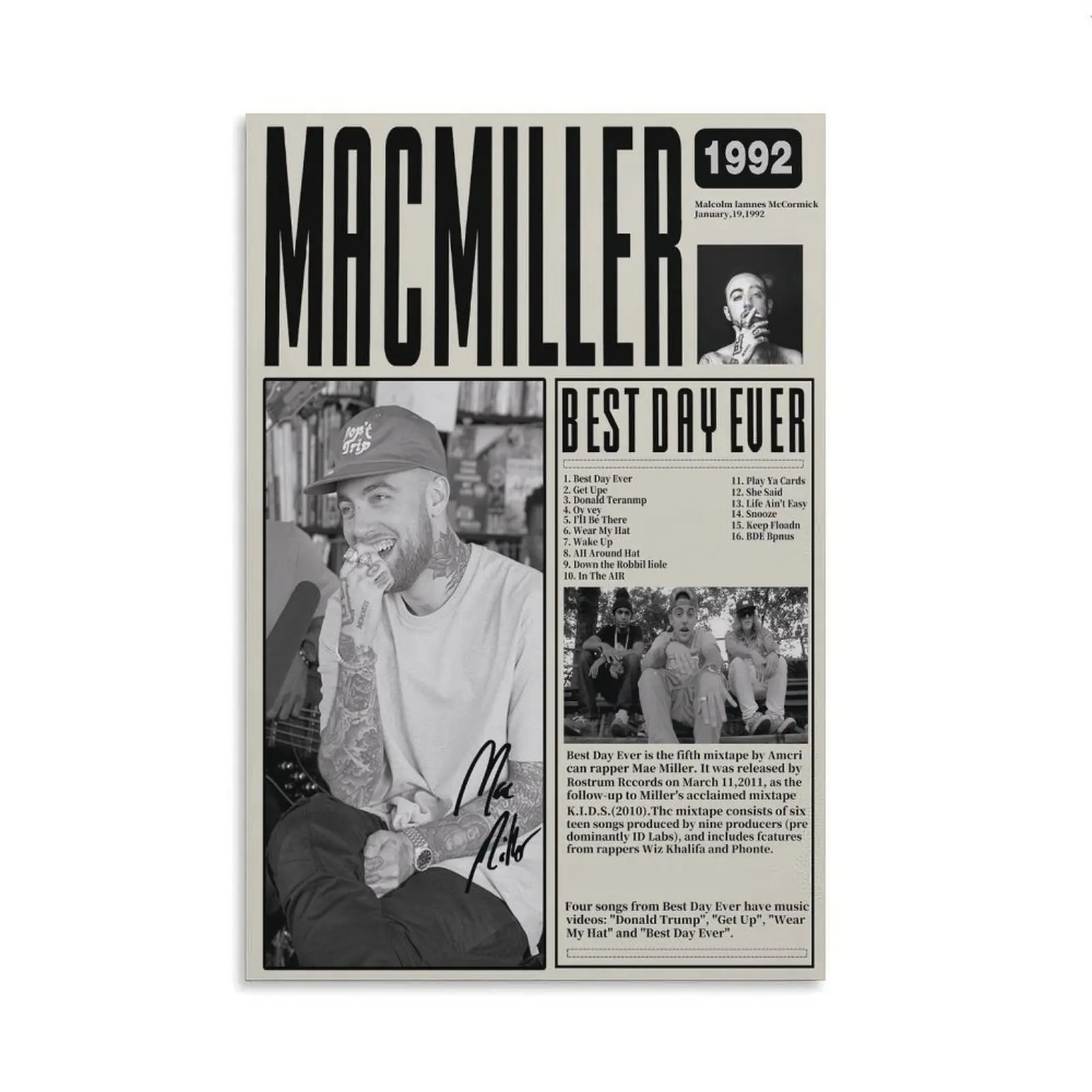 Mac Miller Inspired, Music Poster, Album Print, Wall Art, Home Decor Poster,Bedroom Canvas Posters, Hall Wall Art,Luxury Wall Art,Wall Decor