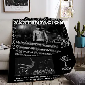 singer XXXTentacion Throw Flannel All Weather Blanket Kneeling Blankets Fluffy Warm Winter Blanket Blankets on Offer Home Knee Throw Wearing Microfiber