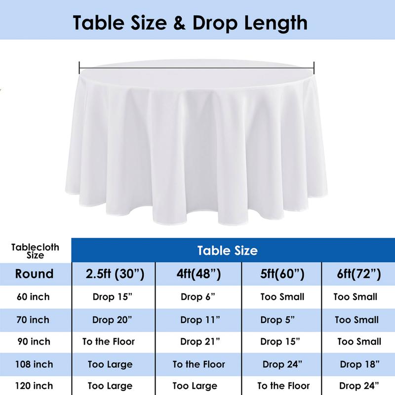 Craft And Party 10 Pack 90" Round Premium Tablecloth, Wrinkle Round Table Clothes, Washable Polyester Table Clothes Cover for Kitchen Dining, Wedding Birthday Party, Buffet Restaurant, Banquet