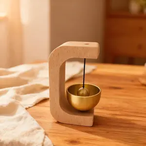 Suction Door Type Solid Wood Wind Chime, 1 Count Magnetic Hangable Entry Door Bell, Vintage Door Bell Hanging Ornament, Home Decor Supplies Doorbell