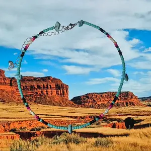 Western Skies Beaded Choker with 14" Wire & 4" Chain Extender Colorful Beads Western Style Necklace