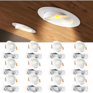 12 Pack 4 Inch 5CCT Gimbal LED Recessed Lighting, 360?&90?Adjustable Eyeball Directional Downlight, Dimmable, 2700K/3000K/3500K/4000K/5000K Selectable, 9W 700LM CRI90+, White, ETL&FCC