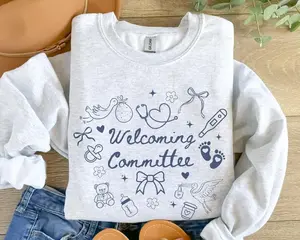 Labor and Delivery Nurse Sweatshirt or Short Sleeve T-SHIRT, Welcoming Committee , Mother Baby Nurse ,Ob Nurse , Labor Nurse, Oversized Tops