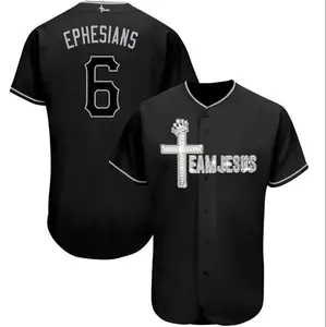 Team Jesus Bling Jersey Christian Brand Ephesians 6 Short Sleeve Black Faith & Style Statement Piece for Believers