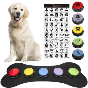 Set Of 5 Color Dog Buttons With Rubber Mat For Communication,Voice Recording Button,Dog Talking Buttons,Pet Buttons,Dog Training & Behavior Aids,Dog Button Mat For Animal Training