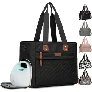 Diaper Bag Tote for Working Mom, Large Travel Diaper Tote for Mom and Dad with 14 Inch Laptop Sleeve, Mommy Maternity Travel Baby Bag for Boys and Girls, Black
