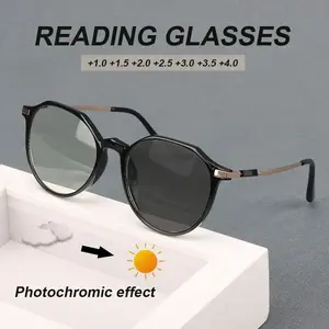 Men's and Women's Fashion Retro Square Smart Color-Changing Trendy HD Reading Glasses - Elegant, Artistic, and Simple PC Material, +1.0 to +4.0 Diopter, Lightweight and Durable, Suitable for Daily Use