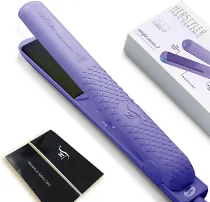 Herstyler Colorful Seasons Flat Iron - Travel Friendly Dual Voltage Flat Iron 1.25 Inch - Ceramic Hair Straightener - Negative Ion Technology - Purple Adjustable Flat Iron