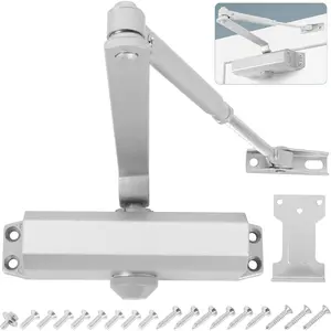Automatic Hydraulic Door Closer, 3-Spring Quiet Soft Closing, Fits 99~143 Lbs Doors, Easy Installation, Silver, Suitable for Residential and Light Commercial Use
