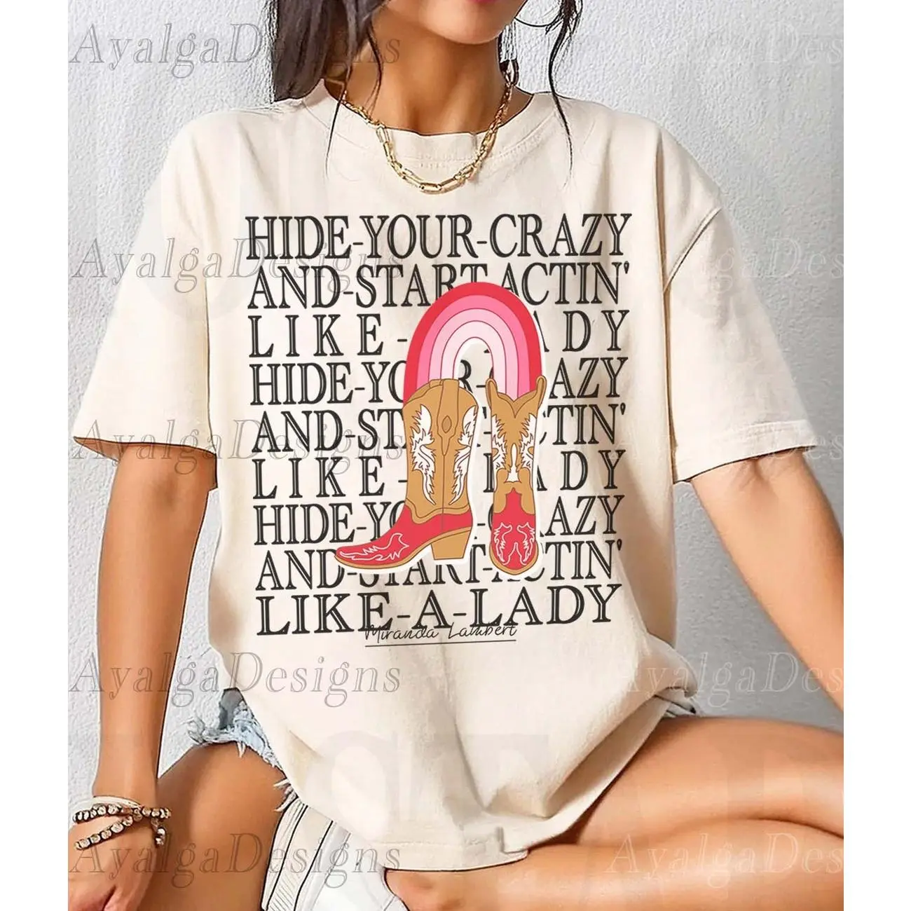 Miranda-Mamas Broken Heart-Comfort Colors Tshirt Tee|Acting Like A Lady Tshirt|Cool Country Music T-Shirt|Unique Birthday-Love-Friend-Anniversa-Gift-Top Comfort Tshirt Streetwear-Bonniesine TB7NLX