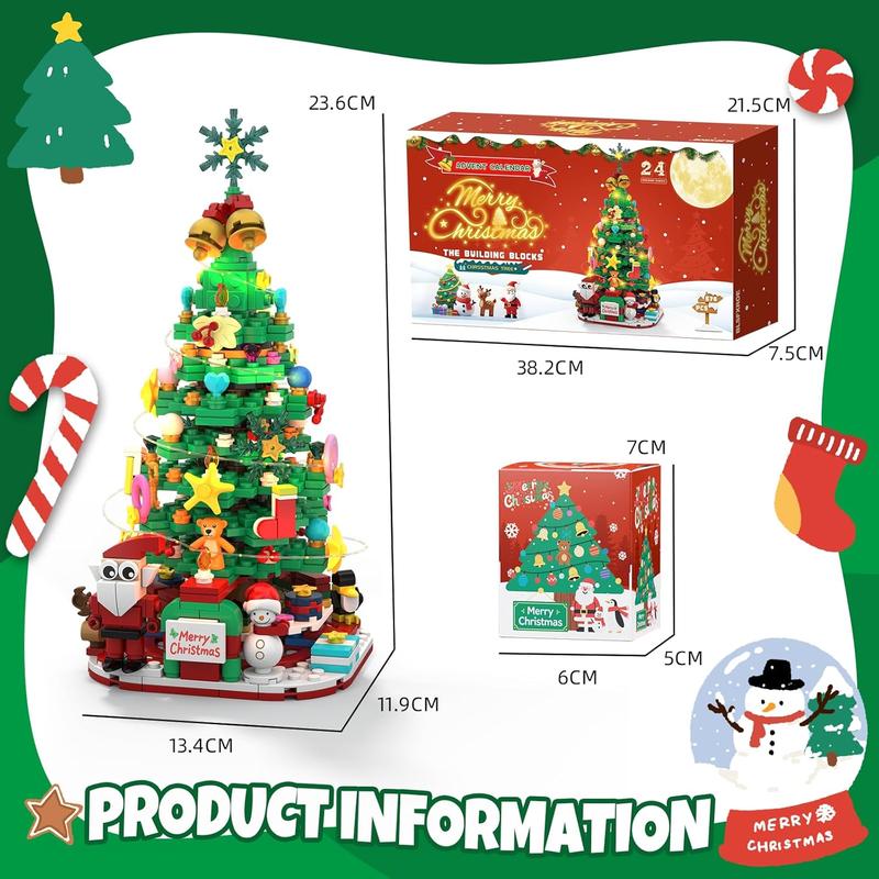 Advent Calendar 2025 Christmas Tree Building Blocks Set with LED Light ...