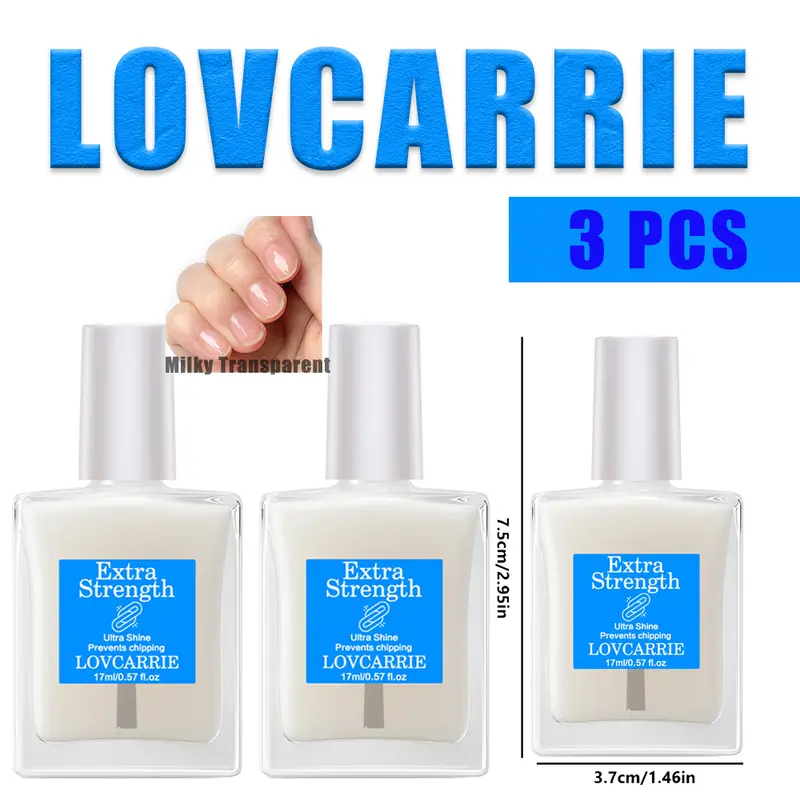 LOVCARRIE New Arrival Nail Hardener Treatment - 1/2/3 PCS Set, 17ml per Bottle, Extra-Strengthening, Ultra-Shine Natural Nude, Quick-Drying, Nourishing, Alcohol-Free, Repairs Brittle Soft Weak Peeling Nails, Ideal for Adult Manicure & Holiday Gift
