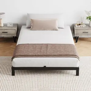 Black Metal Platform Bed Frame – Heavy-Duty Low Profile Design, Sturdy Support Foundation, No Box Spring Required, Easy Assembly, Quiet