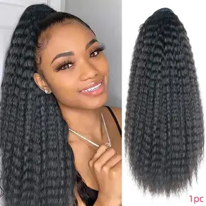 Women's Loose Curly Drawstring Ponytail Wig, 50cm Synthetic Fiber, Non-Heat Styling, Ideal for Daily Wear and Parties