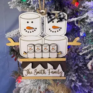 Custom Handmade Rustic Christmas S'mores Family Ornament with Personalized Names - Farmhouse Style