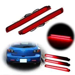2PCS Red Lens Bumper Reflector LED Tail Brake Stop Lights For Mazda3 Axela 2004 2005 2006 2007 2008 2009 Replace OEM BN8R-51-5M0B, BN8R-51-5L0B