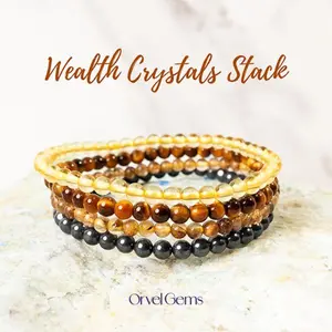 Sunshine Aura Bracelet Stack | Tiger's Eye, Hematite, Citrine, Rutilated Quartz | Handcrafted Jewelry for Healing