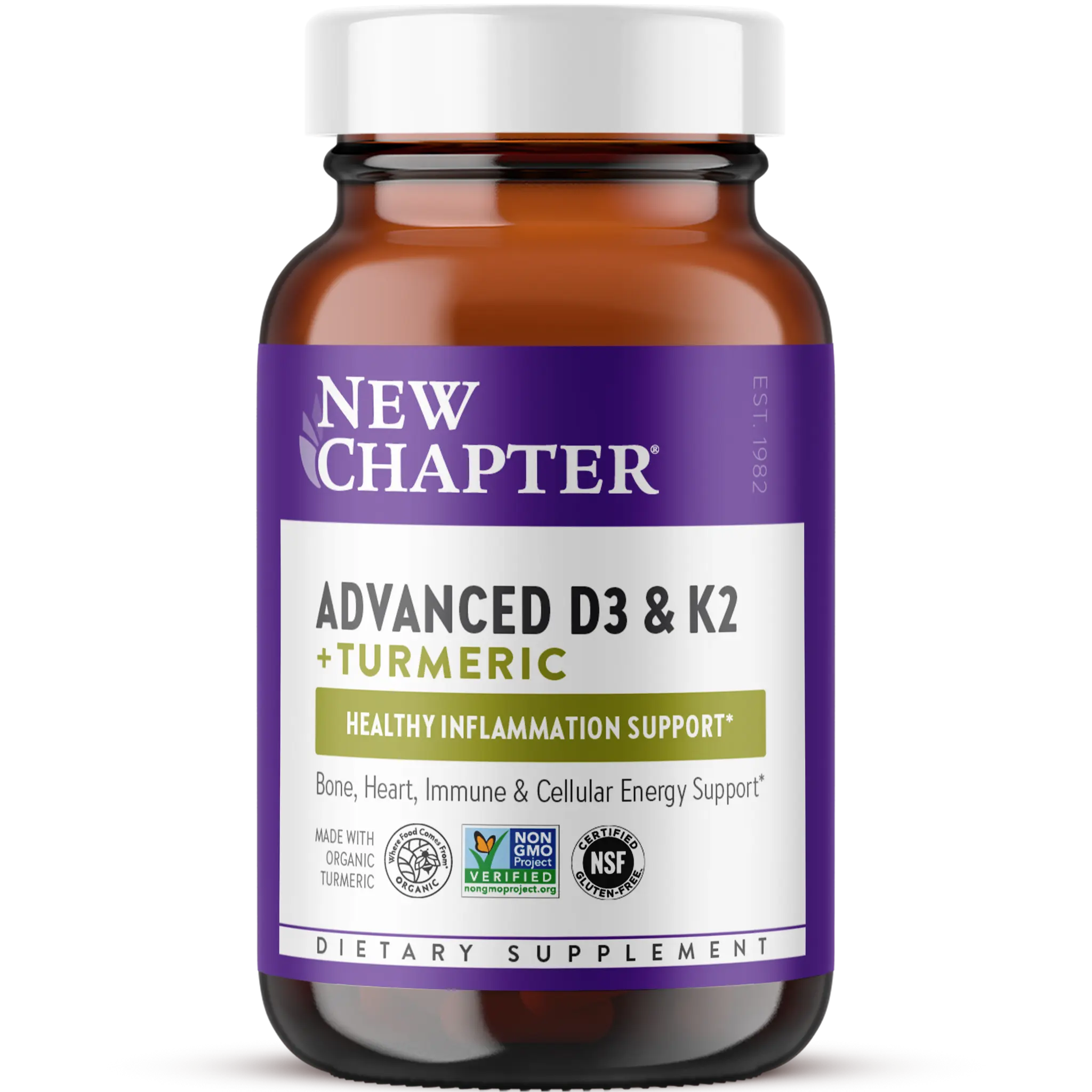 New Chapter Advanced D3 & K2 + Organic Turmeric - D3 5000 IU | Bone Support, Heart Health & Healthy Inflammation Response