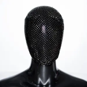 Black Shadow Maze Lace Mask, Custom Handmade metal square jewel pattern