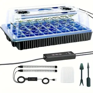 1/3pack Seed Starter Trays with High Dome Germination Kit - 40/120 Cells, 2/6 LED Grow Lights, Smart Timer & 3 Modes for Home Gardeners and Indoor Greenhouse Seedling Starter Kit
