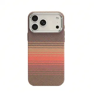 Phone Case - Suitable for Iphone 17 Pro Kevlar Pattern Phone Case, Carbon Fiber 16 Metal Lens, 17E Magnetic Protective Cover