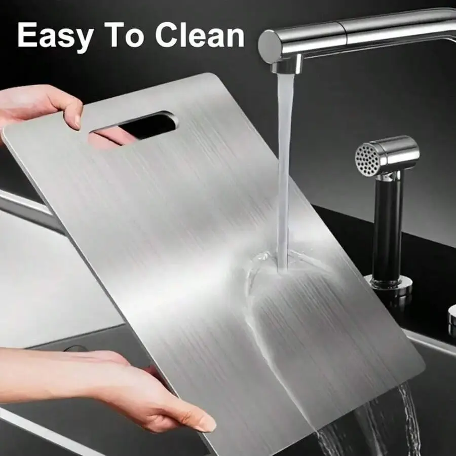 Titanium Cutting Board Double-Sided 100% Pure Titanium Food-Grade Chopping Board Non-Stick Durable Easy to Clean Dishwasher Safe Silver Color