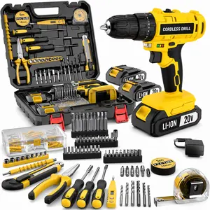 20V Cordless Drill Set with Li-Ion Battery, Multi Accessory Tool Kit for Home Repair, Furniture Assembly, Wood Drilling and DIY Screw Driving