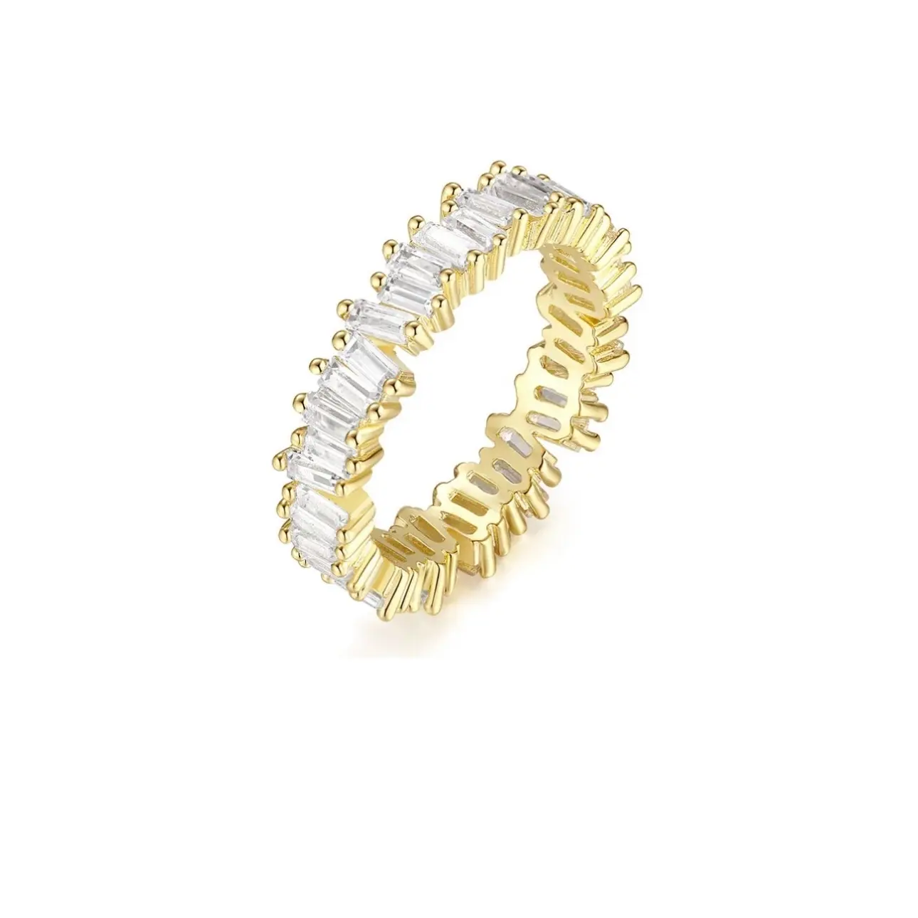 Gold Baguette Diamond Ring - Elegant Design with Gold Finish and Diamond Accents