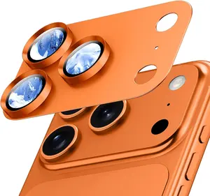 Camera Lens Protector for iPhone 17 Pro Max, Aluminum Alloy Sapphire Glass Camera Cover Screen, Anti-drop, Case Friendly-Cosmic Orange