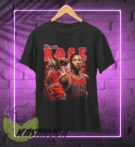 Derrick Rose T-Shirt, Basketball T-Shirt, 90s Retro Casual T-Shirt Cotton Crewneck Made Using 100% Us Cotton, Design & Printed In The USA