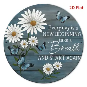 2D Flat Iron Sign Every Day Is a New Beginning Motivational Quote Wall Art Durable Easy Hang Home Office Decor Perfect Gift for Bedroom Kitchen Dining Room 20x20cm