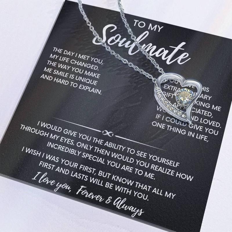 Forever Love Necklace - To My Soulmate Gift, Love Heart Necklace, Birthday Gift For Girlfriend, Soul Mate, Love Partner, Anniversary Gift, Adjustable Chain Length 18"-22" - Necklinphalt