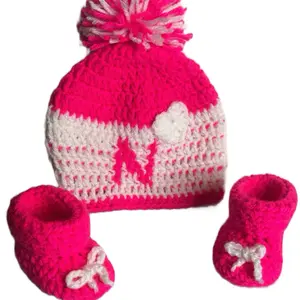 Crochet Letter Hat and Booties Custom Colors , Perfect Gift Set, Handmade with Love