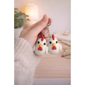 Articulated Chicken Keychain – Wiggly Jiggly Fidget Toy, Cute Farm Animal Keychain, Sensory Stress Relief Gift