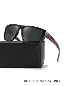 Fashion Square Polarized Sunglasses, Trendy Striped Accent, Men's Uv400 Protection Sun Glasses, Casual Daily & Outdoor Use