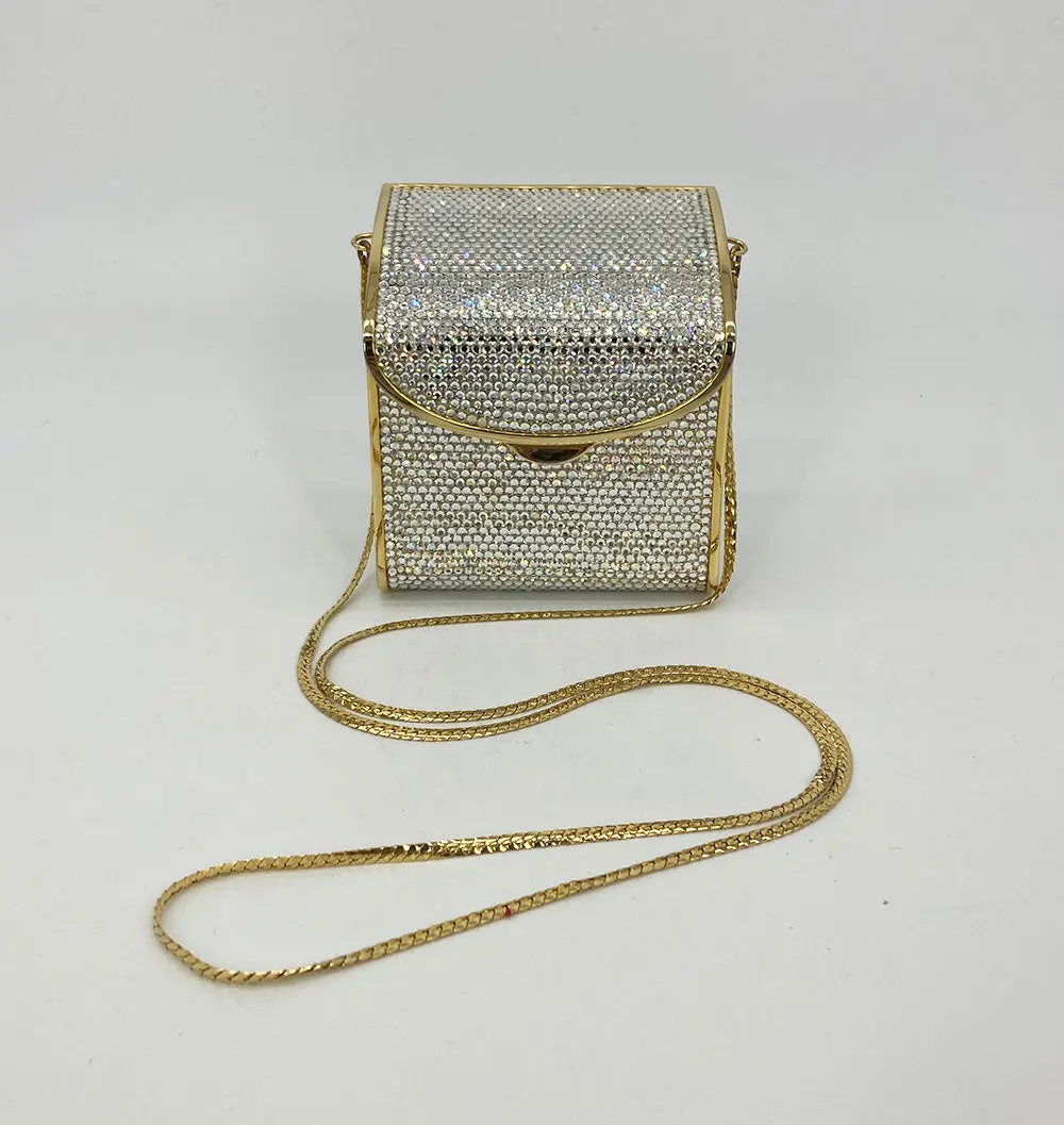 Pre-owned Judith Leiber Couture Swarovski Crystal Shoulder Bags Vintage Judith Leiber Top Flap Crystal Shoulder Bag Minaudiere