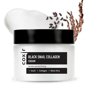 coxir BLACK SNAIL COLLAGEN CREAM 50ML l Black-3-Complex: Black Rice, Bean, Sesame, Snail Mucin, Collagen l Repairing&Firming l Korean Skin Care l Cruelty-Free, No Paraben