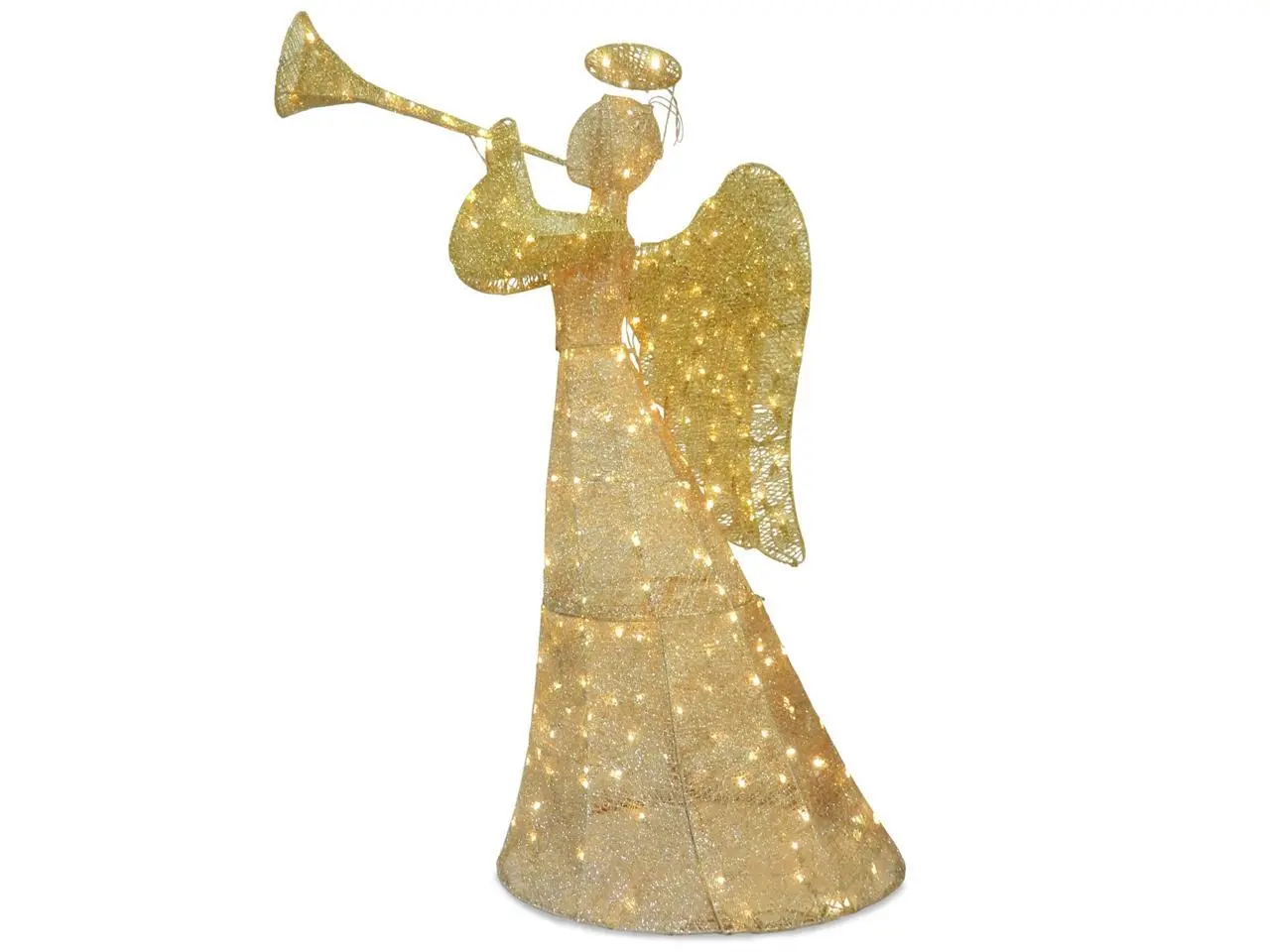 National Tree Company DF210004C 60" Champagne Angel Decoration - AC Powered - Warm White LED Lights - 18" x 33" x 60" - Champagne
