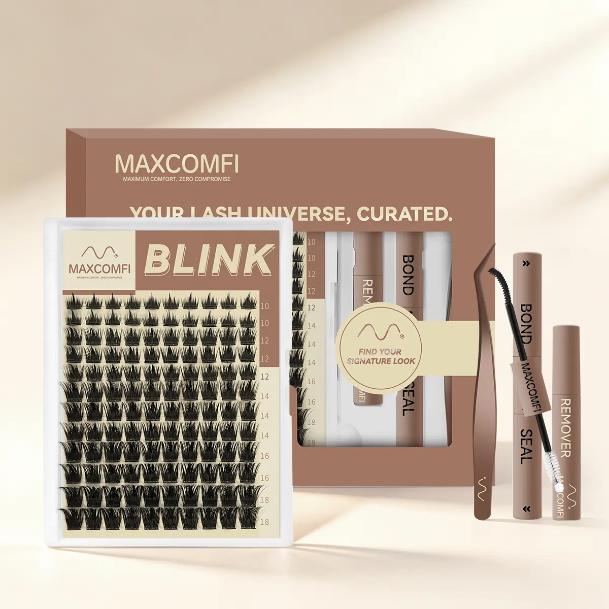 MaxComfi Spike Lash Clusters, Natural False Eyelashes for DIY Extensions, Super Soft, Lightweight, Waterproof with Thin Band, Beginner-Friendly (False Eyelashes & Adhesives Category), Eyelash Clusters