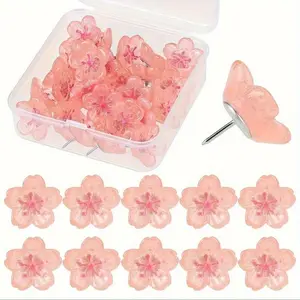 10pcs/box Pink Sakura Flower Pushpins - Decorative ABS Resin Thumb Tacks for Photos, Postcards & Notes, Message, Paper