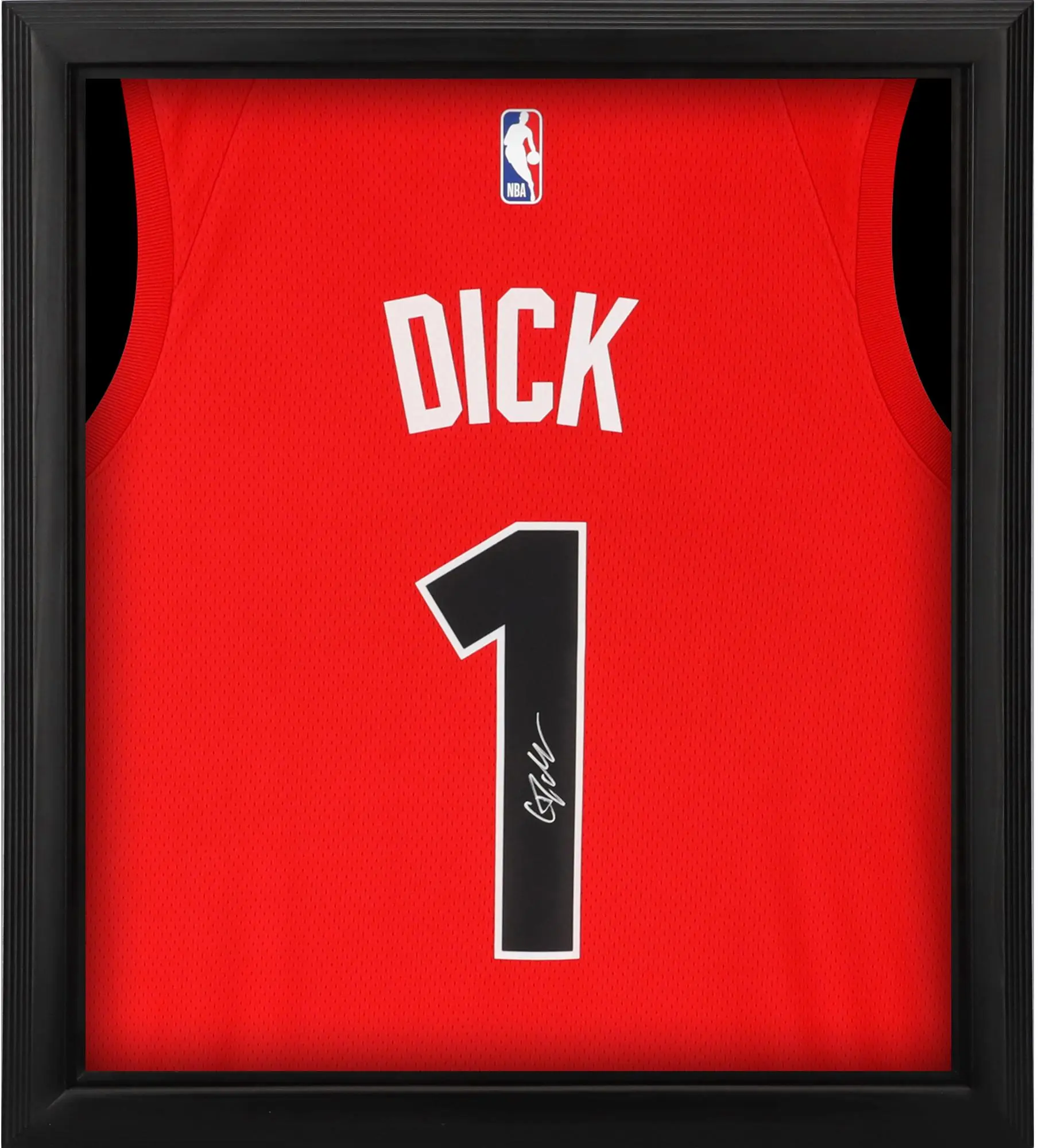 Gradey Dick Toronto Raptors Autographed Framed Nike Red Icon Swingman Jersey Shadowbox - Fanatics Authentic Certified - NBA Memorabilia