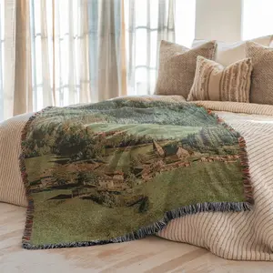 Multi-Function Tassel Woven Blanket - Alps Pattern Bed Blanket, Also for Sofa Cover Couch Throw Blanket Armchair Home Decor Room Wall Art Tapestry Furniture Slipcover Tablecloth Shawl Outdoor Picnic Camping Beach Towel Office Nap Hippie Soft Cozy Blanket