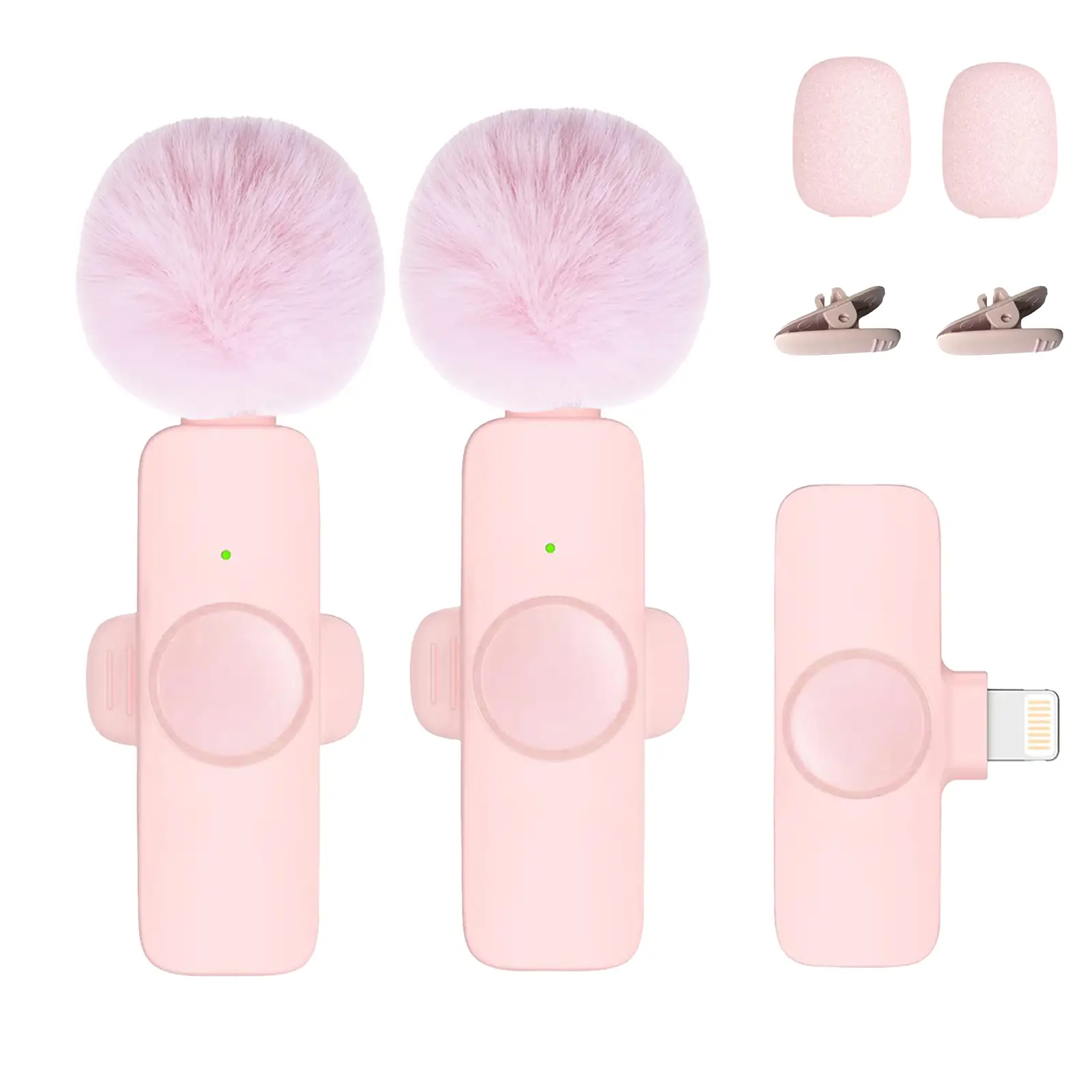 2 pcs Wireless Lavalier Microphones for iPhone, Android, iPad - Mini Wireless Clip-on Microphones Crystal Clear Sound Quality for Recording, Live Stre