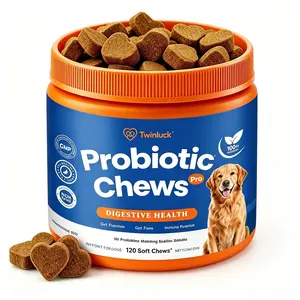 Twinluck Probiotics for Dogs Soft Chews for Seasonal Allergies, Gut, and Digestive Health.