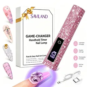 SAVILAND Portable Glitter UV Nail Lamp: 12W Pink Handheld LED/UV Light with LCD Display, Cordless Mini Nail Dryer for Fast Gel Polish Curing & Home/Salon Use summervibes