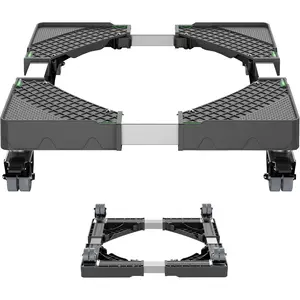 Mini Fridge Stand with 4 Locking Wheels 15.7"-23.6" Adjustable  Washing Machine Stand Universal Stand Base for Furniture Portable Refrigerator Dryer Stand (Black)