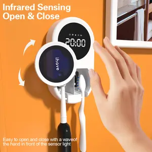 iHave Smart UV Toothbrush Sanitizer Holder with Turbo Air Drying & Heating,360° Deep Clean Care Using UV&Ionic Technology,Wall Mounted & Portable Rechargeable Design, Touch & Gesture Control, Hygienic Oral Care Solution for Kids & Adults at Home or Travel