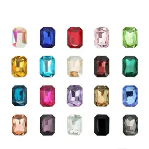 10*14mm Emerald Cut Cushion HQ K9 Crystal Pointed Back Nail Art Charms Glass Rhinestone Phone Case Accessories Jewelry Making Sparkling DIY Decoration