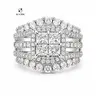JJ CHIC Square Multi-Band Ring for Women Micro Pave CZ Stones Halo Design Elegant Daily Wear Gift for Girlfriend or Wife Jewelry Unique Sparkling Stones