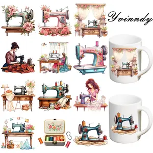 12Pcs/Set Of UV DTF Flower Sewing Machine Stickers Waterproof And Scratch Resistant Stickers Suitable For Cups Bottles Computers And Home UV DTF Stickers That Are Perfect For DIY Craft Projects